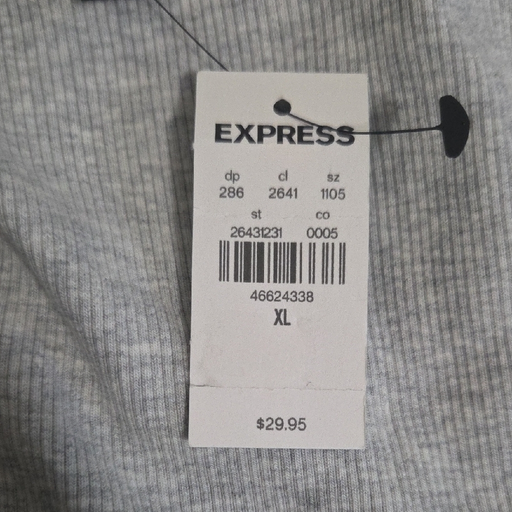 Express Light Gray Ribbed Tank Top - Picture 6 of 6